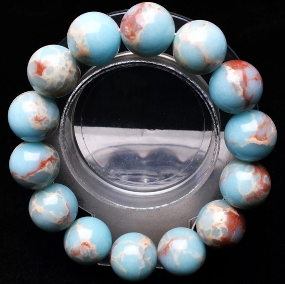 16mm Natural Argentina Blue Chalcedony Quartz Crystal Gemstone Bangle Bracelet - Picture 3 of 9